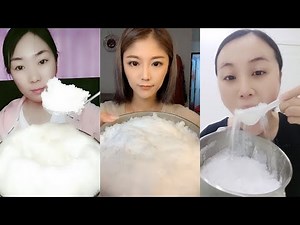 【ASMR】WHITE FLUFFY SNOW EATING ASMR SOFT CRUNCH ❄️POWDERY ICE CRUNCHY SOUND SATISFYING MUKBANG