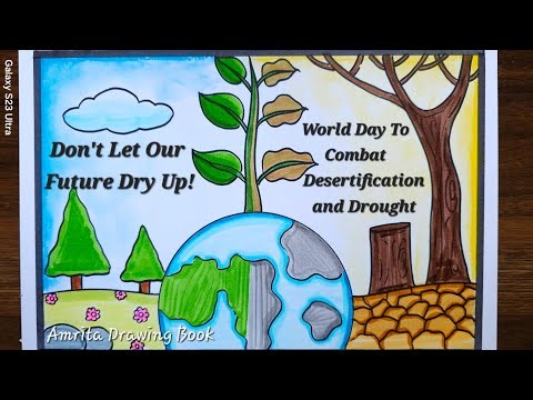 World Day to Combat Desertification and Drought Poster Drawing | Save Earth Save Environment Drawing