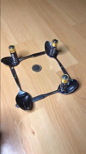 "4 Batteries + 4 Spoons + 1 Coin = Unexpected Spin! ⚡ DIY Science Experiment" #education #fyp