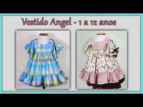 Angel Vestido Manga Anjo - 1 a 12 anos