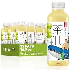 Tea PI Iced Tea – Oolong Tea, Green Grape Sweet Iced Fruit Tea Bottles, Real Juice, -16.9 fl oz, 500mL, 15 Pack