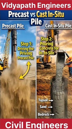 Precast vs Cast In-Situ: Which Pile is Better? #vidyapathengineers