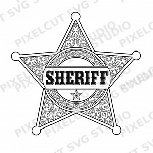 Sheriff Badge Old West SVG PNG | Western Star Silhouette for Laser Engraving - Etsy Canada