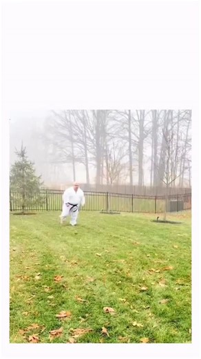 Explorer | - The post shares a 28-second video of an elderly, short-statured man in a white gi performing awkward but enthusiastic karate katas on a... | Instagram