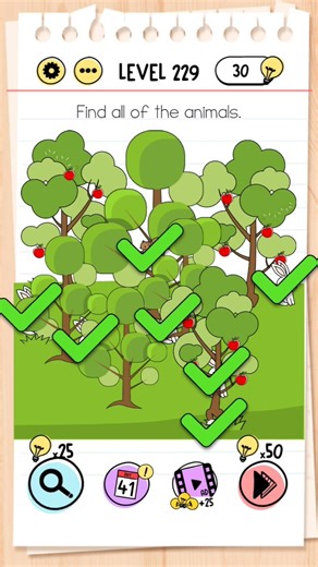 Brain Test Tricky Puzzles | Level 229 | Find all of the animals. #braintestsolution #level229 #game