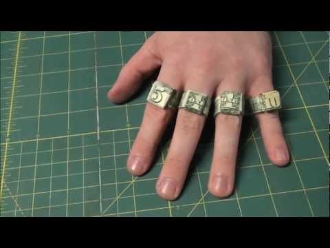 Easiest Way to Make Origami Dollar Rings - Ones, Fives and Tens Money Ring