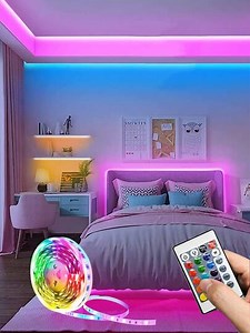 1pc 1m, 2m, 3m, 5m, 10m, 15m, 20m [2 Rolls 10m] LED Strip Lights, Color Changing Lights For Room Decor, RGB LED Tape With Wireless Remote Control, Adjustable Color, Suitable For Stage, Living Room, Bedroom, Kitchen, Stairs, Bar, Corridor, Party Decoration, Easy Installation | SHEIN
