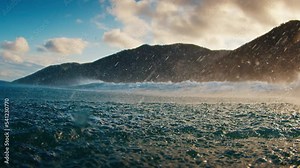 Back side of the breaking wave. Atlantic Ocean's powerful wave breaks on the coast of Brazil