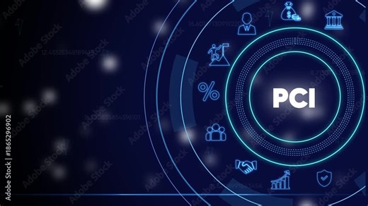 Payment Card Industry P C I Security Standards Concept with Neon and Graphs on Dark Background finance