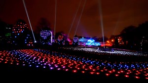 Part of the stunning GlasGLOW 2019 event set within Glasgow Botanic Gardens. For this event the gardens were transformed into nine different worlds, this showing 'Wunderbar' (a million lights) spread over the lawns, with the glasshouse in the background. This annual show now in its second year, is organised by itison Glasgow. | Scotland Online