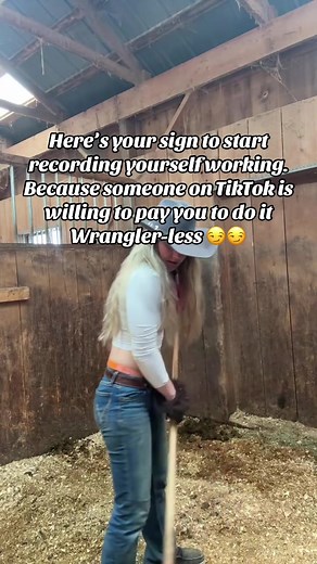 Topless too! Cleaned the whole stall. #itsamandalee #redhatcowgirl #onlyfarmer #cowgirl