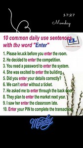 10K views · 290 reactions | Sentences using the word "Enter" #englishsentences #dailyenglish #English #EnglishLearning #englishteacher | English Learning | Facebook