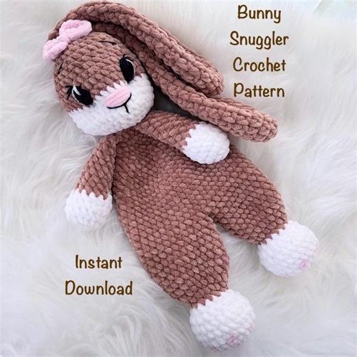 Crochet Bunny Snuggler Comforter Pattern, Amigurumi, low sew,  lovey, snuggle buddy