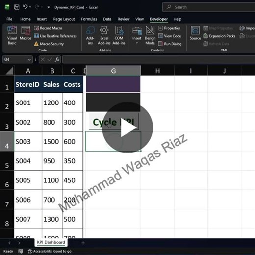 How to Create a Dynamic KPI Card in Excel with a Button | Muhammad Waqas Riaz, MBA, CCNA posted on the topic | LinkedIn