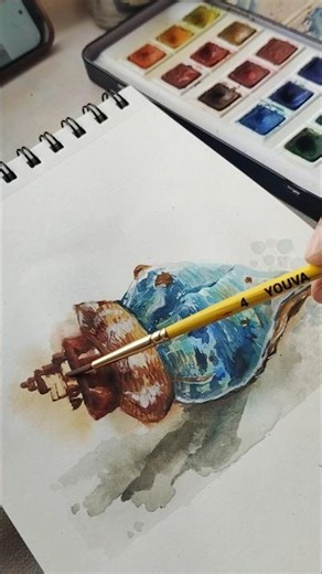 watercolor practice🌊 #painting #drawing #watercolorpainting #easydrawingtutorial #seashell #artreels