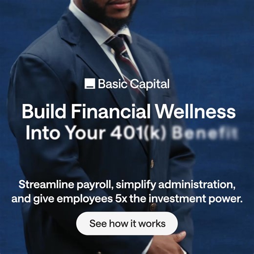 For executives leading high-performing teams, traditional retirement plans fall short. Basic Capital’s non-recourse, asset-backed 401(k) amplifies employee contributions, streamlines administration, and builds financial wellness at scale—helping your company attract and retain top talent. See how it works ⇒ https://basiccapital.com/ | Basic Capital | Facebook