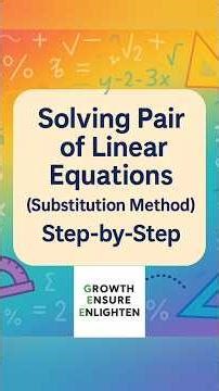 Substitution method #linearequations #maths #solving #education #algebra #equation #easylearning