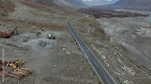 Forward drone view of beautiful scenery of Gilgit, Pakistan. Aerial.