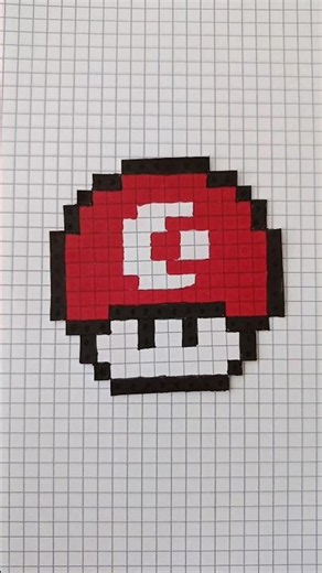 🇹🇷 Turkish Flag Mushroom Pixel Art | Easy Graph Paper Drawing #shorts