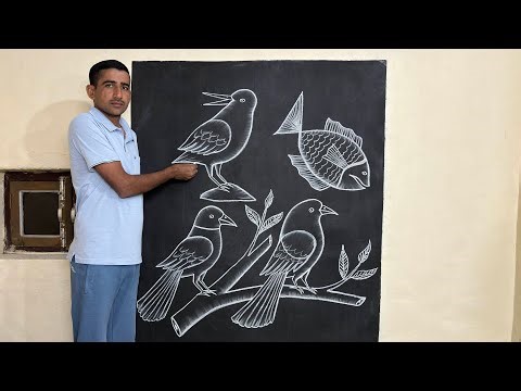 How to draw birds and fish step by step ||😳👌 #drawing #birdart #chalkart #simpledrawing