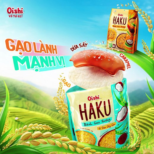 🎊 OISHI CHÍNH THỨC TRÌNH LÀNG SIÊU PHẨM 🎊 🌾 BÁNH GẠO NƯỚNG HAKU TOPPING KÉP ✌️ Lần đầu tiên, Bánh gạo nướng Oishi HAKU ra mắt, bạn đã sẵn sàng trải nghiệm bánh gạo chuẩn LÀNH nhưng lại rất MẠNH? ✌️ Chuẩn ngon - lành từ gạo Japonica, vừa ăn ngon đã miệng, vừa dứt điểm cơn đói giữa giờ 🤗 ✌️ Topping kép mạnh vị với lớp caramel giòn kết hợp dừa sấy thơm béo hoặc mè rang béo bùi 😋 😉 Đặc biệt, Bánh gạo Oishi HAKU topping kép mang đến lựa chọn “kép” với 2 phiên bản: 🥥 Bánh gạo Oishi HAKU vị dừa