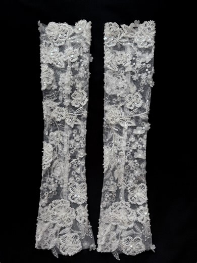 Handmade Beaded Lace Bridal Gloves, Light Ivory Sequin Wedding Gloves, Custom Fit Gloves for Bride & Formal Events - Etsy