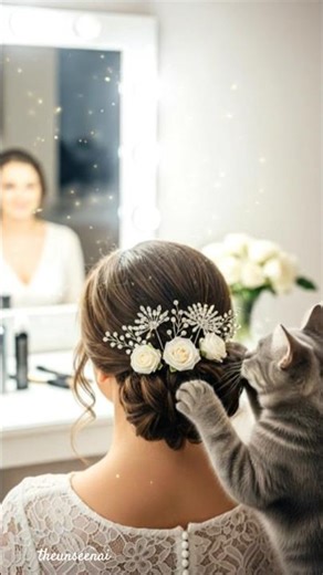 cat fixing hair accessories.#shorts #short #DreamScreenAI#animation #aiart #cat #ai #viral #love#new