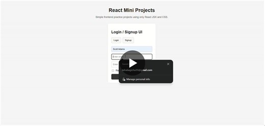 #reactjs #frontenddevelopment #javascript #webdevelopment #html #css #loginui #signupui #reactprojects #learningtocode | Taha Bagichawala