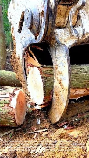 Hydraulic Tree Shear in Action: Cutting Logs with Ease!