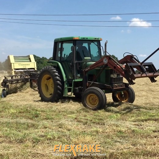The Flex Rake is not picky about what it has hooked up to the front, or what it has hooked up to the back! One man, one tractor. #hayfarmer #farmers #forage #farmequipment | Flex Rake LLC: Rake and Bale