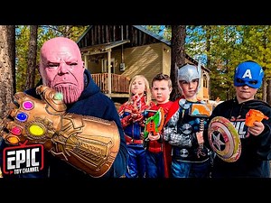 Avengers Hero Kids Return To Nerf Battle Thanos - Pretend Play