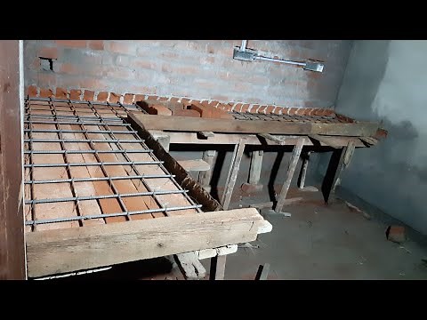 Amazing kitchen Cooking table install with concrete-using by bars and mixer concrete Construction