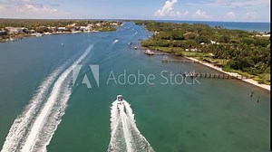 Aerial Video of Boating On The Intracoastal (ICW) Waterway and Jupiter Island Homes
