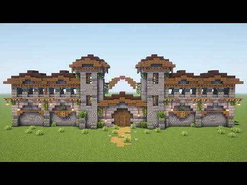 How to Build a Medieval Big Stone Wall with a Gate | Minecraft Tutorial