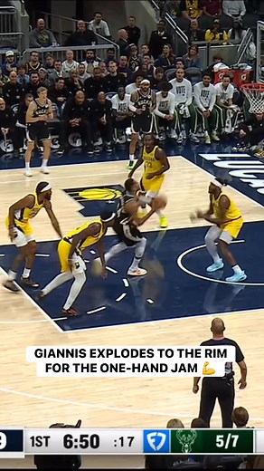 Giannis Antetokounmpo rises up and throws down the THUNDEROUS 1-HAND JAM! 😮‍💨👌 MIL-IND • LIVE on NBA League Pass ➡️ https://www.nba.com/how-to-watch-game-redirect/0022500157?partnerRef=NBA&platform=Facebook&surface=Post | NBA