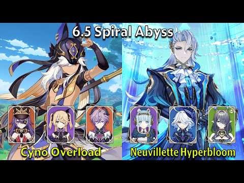 C1 Cyno Overload & C0 Neuvillette Hyperbloom - Genshin Impact 6.5 Spiral Abyss Full Clear
