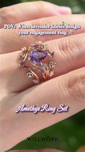 Amethyst Engagement Ring Set | Lavender Gemstone Ring with Fairy-Inspired Design