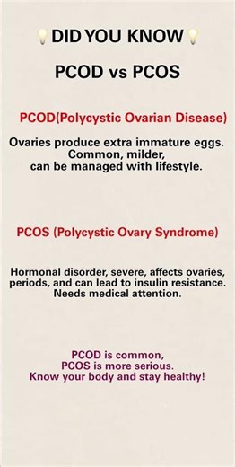 😱DID YOU KNOW? 😱😱PCOD v/s PCOS #healthylifestyle #shorts