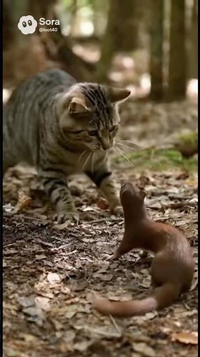 Tabby Cat vs Weasel