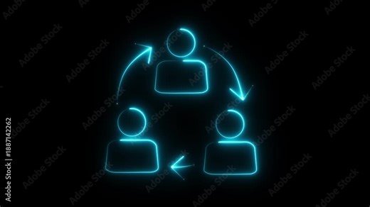 Digital displaying icons of teamwork, collaboration, organizational structure, leadership, partnership, team management, strategic cooperation, and Motion graphics of business icon concept