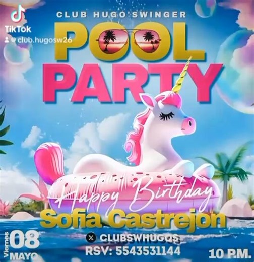 Ya está todo listo para la mejor Pool Party de mayo. A que parejita o 🦄 veré ¿? En @clubswhugos Obviamente a festejar el cumple de @Sofia25844 Quien me acompaña 😏😈💦