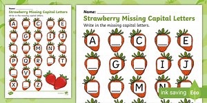Strawberry Missing Capital Letters Worksheet