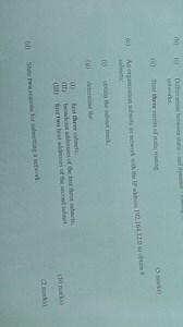 (b)Differentiate between static and dynamic routing networks.... | Filo
