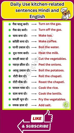 Kitchen Related Sentences for Daily Use | Hindi to English Speaking #shorts