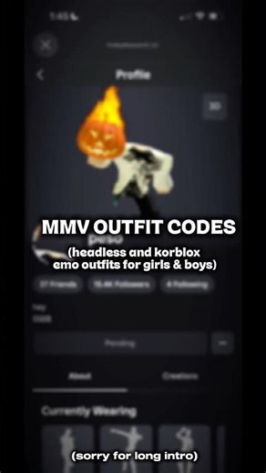 MMV outfit codes (headless & korblox) #roblox #mm2