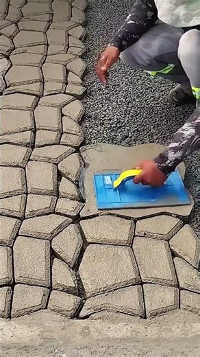 Amazing making process of patterned cement ground using a molding tool