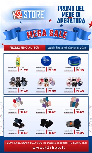 🎉Approfitta delle MEGA SALE di K2storeshop! Tante promozioni per festeggiare l'apertura del NUOVISSIMO E SUPER store di Tito scalo, con 5000 mq di esposizione. 🕛🏪 Passa in store subito! Offerte Valide fino al 5 Gennaio 2026. 📍🗺 K2 Store, Contrada Santa Loja snc (ex Maggio 3) | Promo Potenza