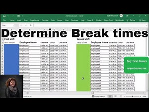Determine break times for shift workers in Excel