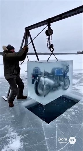 Frozen BMW Rescue! / Eingefrorenes Motorrad im Eis (BMW R100RS)