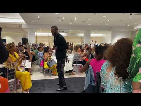 Ebony Fashion Fair Fashion Show Models Ron and Rod Fuller walking runway